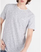 T-Shirt Ken Tin rayures blanc/gris chiné